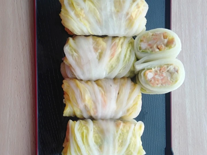 Langkah Gampang Membikin Resep 52. Sawi gulung isi ayam yang Lezat Anti Ribet, Mantap