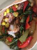 Healthy low fat baked fish tacos with “grilled” corn