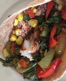 Healthy low fat baked fish tacos with “grilled” corn