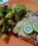 Pesce Persico al limone con broccoletti e patate