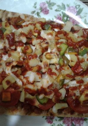 عکسی از دستور پیتزا فوری 😋 با کمترین مواد