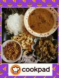 Sour pulse rice fried beef and coconut chutney(khatti daal Chawal)