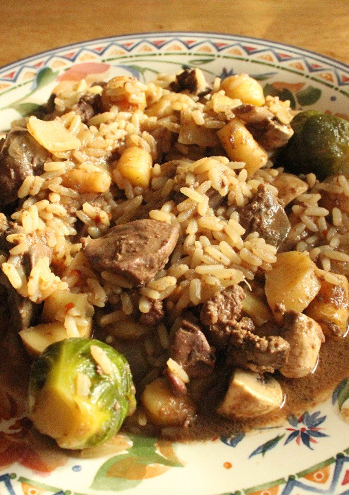 Una foto de Hígado de pollos con arroz y demases, a la Racinguista