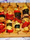 Brochettes de poulet et légumes