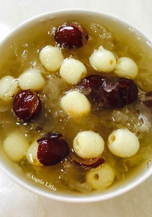 Foto resep Sup jamur kuping putih dan biji teratai #healthyfood