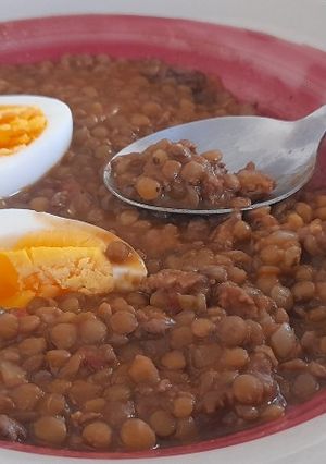 Una foto de Lentejas con carne molida