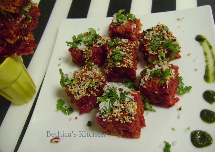 Steps to Prepare Cooking Beetroot Dhokla
