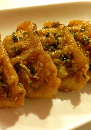 A picture of Easy and Delicious Remake: Fried Dumplings with Sweet and Sour Scallion Sauce.