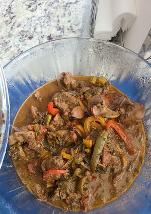 Una foto de Hígado de pollo guisado!