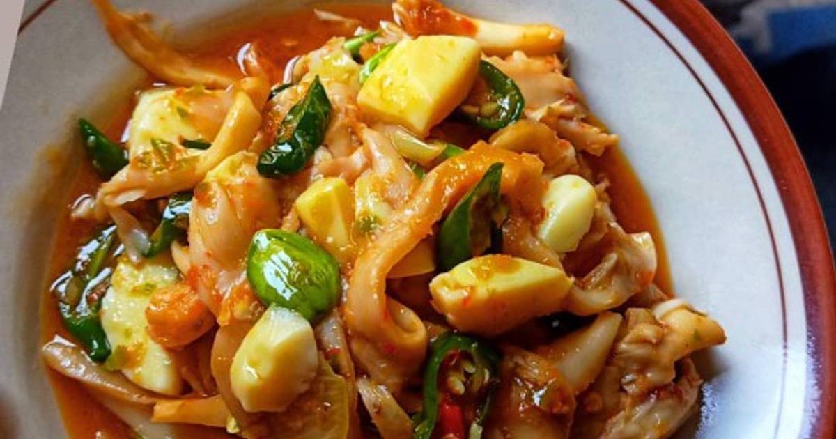 Resep Tumis Pedas Jamur Tiram dan Tofu Udang oleh Erike Dwi Cahyani