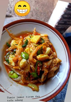 Foto resep Tumis Pedas Jamur Tiram dan Tofu Udang