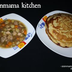 A picture of Gurasa with chicken potatoes soup.