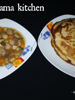A picture of Gurasa with chicken potatoes soup.