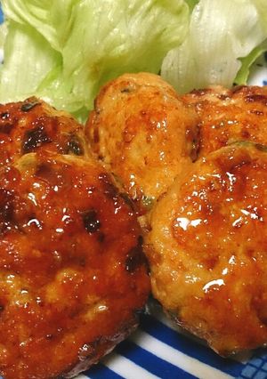A picture of Sweet and Savory Teriyaki Chicken Tsukune.