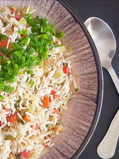 A picture of Egg fried rice.
