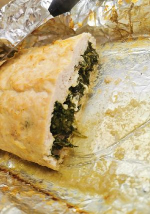 Φωτογραφία της συνταγής Ρολό κοτόπουλο κιμά γεμιστό με σπανάκι, φέτα και μανιτάρια