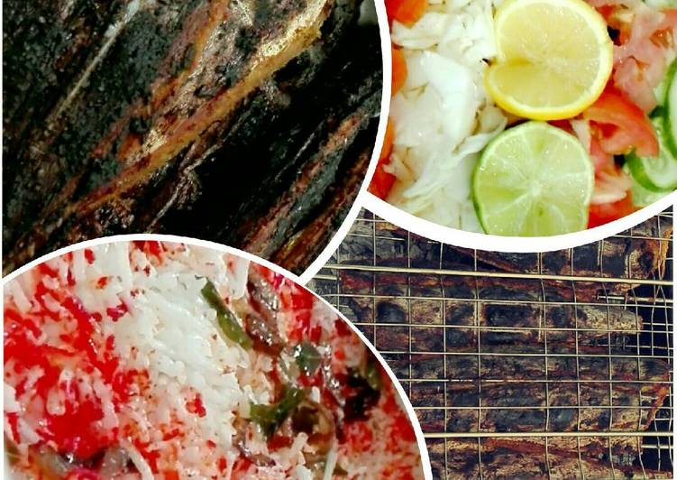 رز برياني مع سمك مشوي على الفحم بالصور