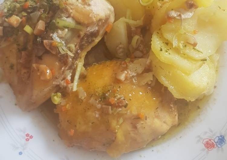 Pollo asado con patatas