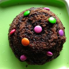 A picture of Veg cake in microwave.