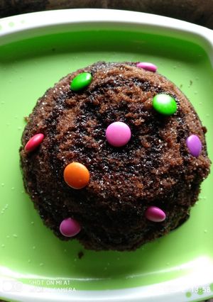 A picture of Veg cake in microwave.