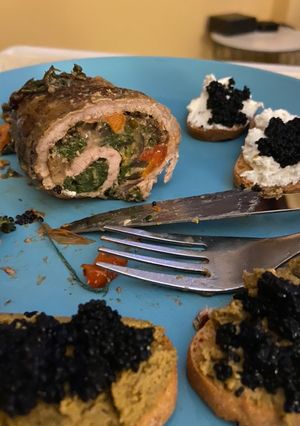 Una foto de Rollo de ternera con verduras