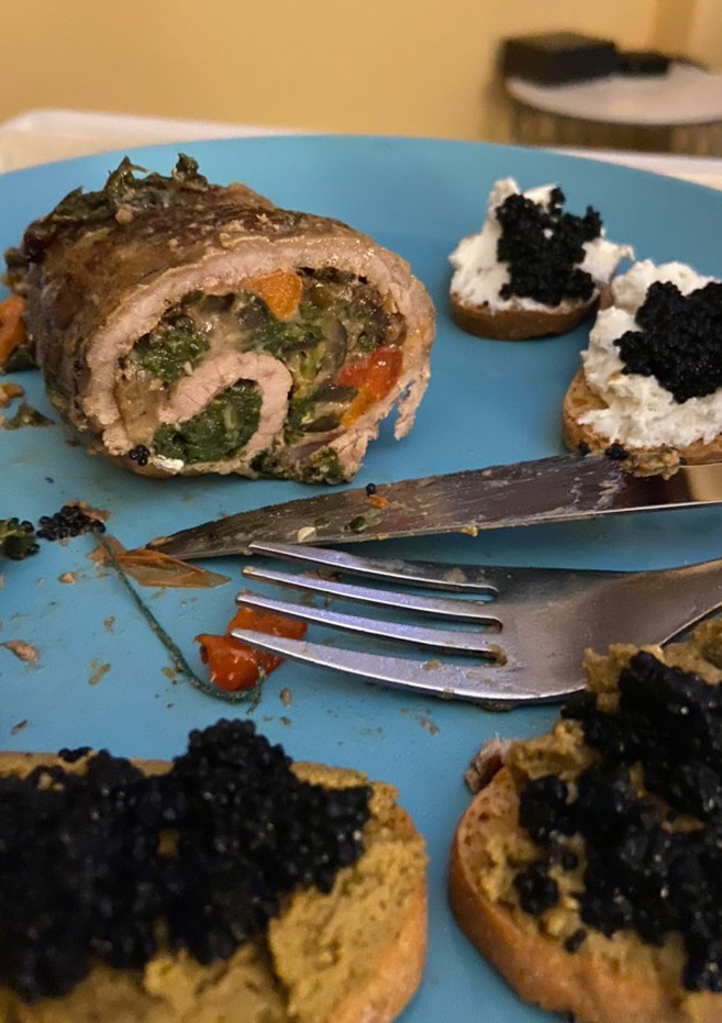 Una foto de Rollo de ternera con verduras