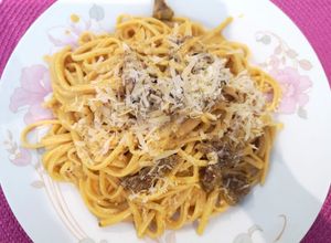 Una foto de Fideos strogonoff