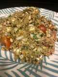 Ensalada de quinoa y queso feta al pesto
