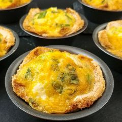 A picture of Green Onion and Egg Toast Cups.