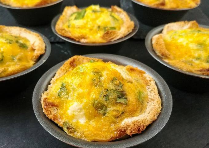 Green Onion and Egg Toast Cups