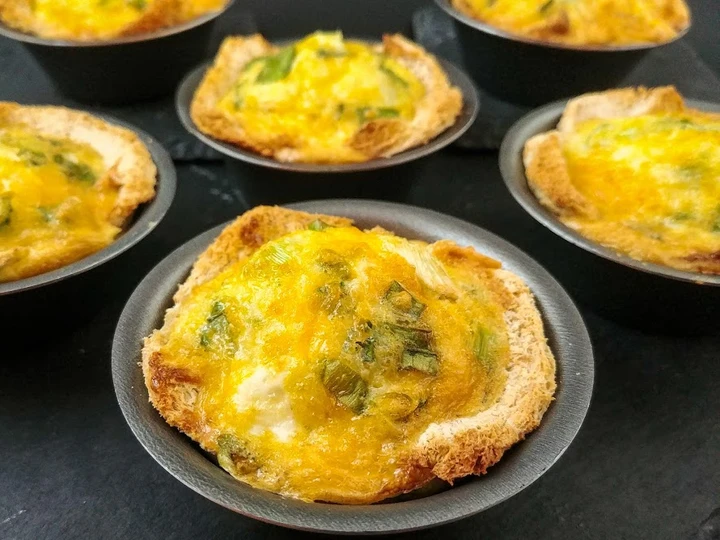 Easy Ways Make Recipes Green Onion and Egg Toast Cups the So Delicious Delicious.