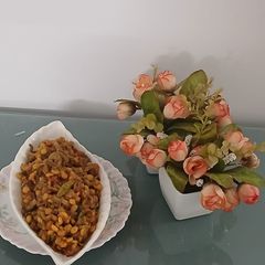 A picture of Bitter gourd with chana dal masala.