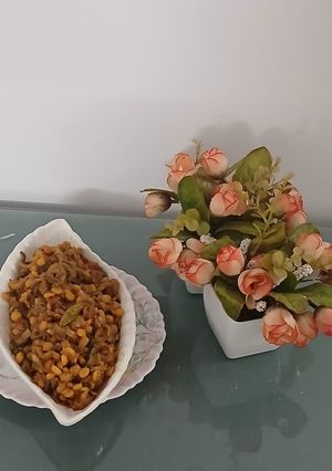 A picture of Bitter gourd with chana dal masala.
