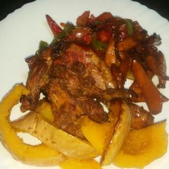 A picture of Baked Butternut, Caramelized Carrots #4WkChallenge#CharityRecipe.