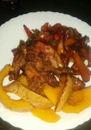 A picture of Baked Butternut, Caramelized Carrots #4WkChallenge#CharityRecipe.