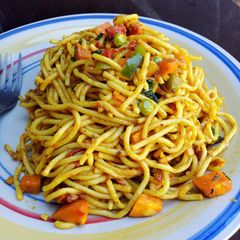 A picture of Delicious veggie pasta.