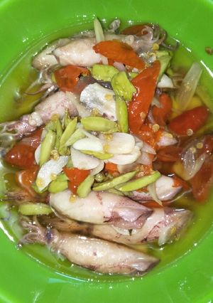 Foto resep Tumis cumi asin pedas pete