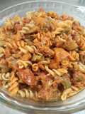 Fideos tricolor con verduras mediterránea