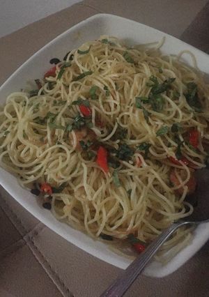 Foto resep Spaghetti Aglio Olio Udang