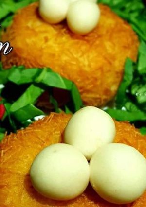A picture of Bird’s nest with cheese balls.