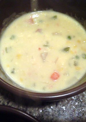 A picture of Grandma's cheese soup.
