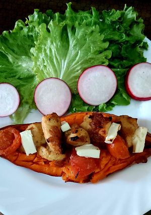 Töltött édesburgonya recept fotója
