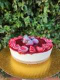 Cheesecake frío de salsa de frutillas