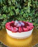 Cheesecake frío de salsa de frutillas