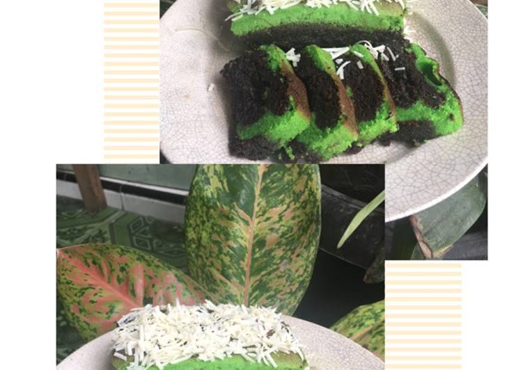 Brownies coklat pandan (tanpa mixer tanpa oven)