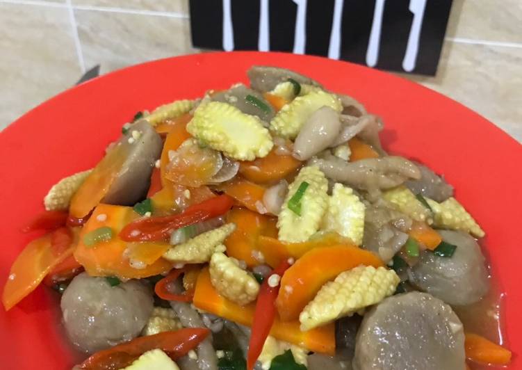 Tumis baso+kulit ayam keputren wortel