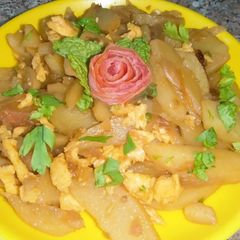 A picture of New style Egg potato vegetables.                      (Aloo anday ki bhaji new style).