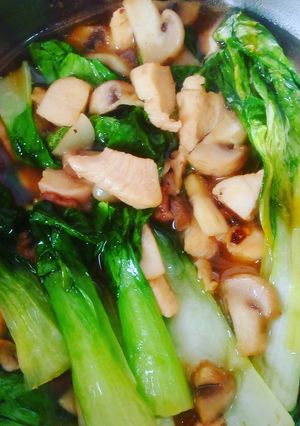 Foto resep Ca baby pokcoy ayam jamur