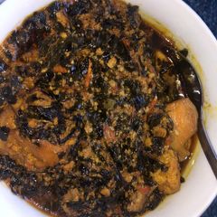 A picture of Miyar zogala (moringa soup).