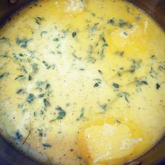 A picture of Poached white fish.